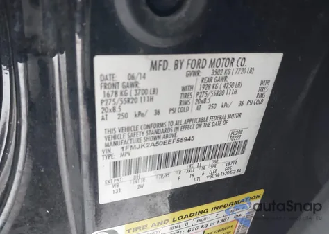 2014 Ford Expedition El Limited из США, поврежденный, VIN 1FMJK2A50EEF55945